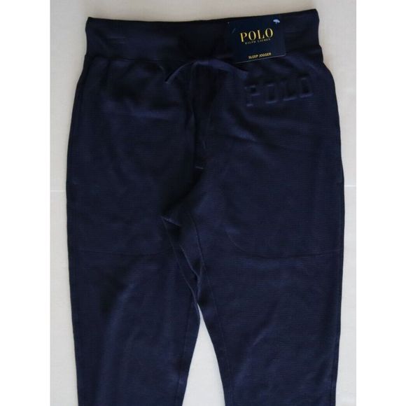 Polo Ralph Lauren Men's Sz S Navy Blue Embossed Waffle Knit Jogger Sleep Pants - Picture 3 of 7